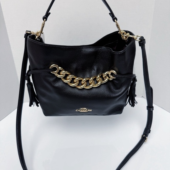 Coach - Black Leather Andy Crossbody Chunky Chain Bag - Picture 2 of 7